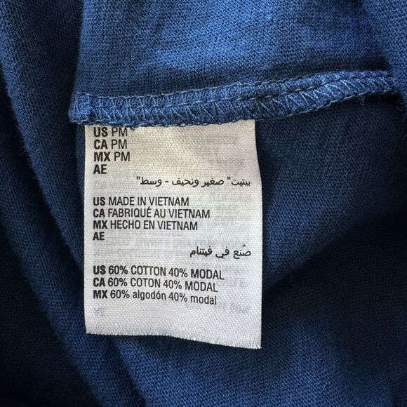 Style & Co Petite Medium Polo Top Short Sleeve Button Neck Lightweight Navy Blue - Picture 8 of 9